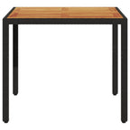 Gartentisch mit Holzplatte Schwarz 90x90x75 cm Poly Rattan