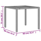 Gartentisch mit Holzplatte Schwarz 90x90x75 cm Poly Rattan