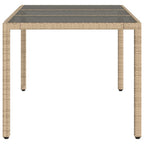 Gartentisch mit Glasplatte Beige 150x90x75 cm Poly Rattan