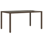 Gartentisch mit Glasplatte Braun 150x90x75 cm Poly Rattan
