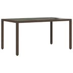 Gartentisch mit Glasplatte Braun 150x90x75 cm Poly Rattan