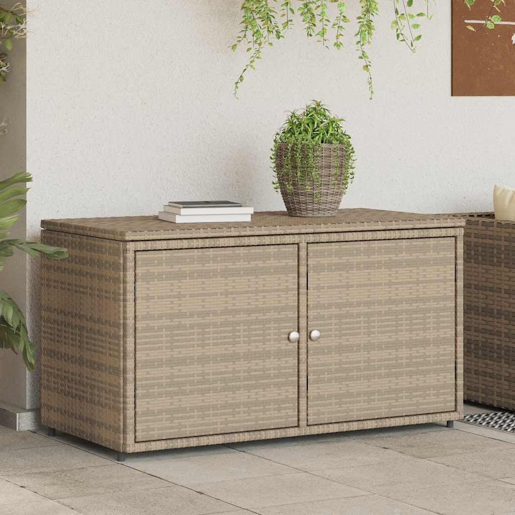 Gartenschrank Beige 110x55x60,5 cm Poly Rattan