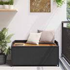 Bank mit Stauraum Schwarz 100x50x52 cm Poly Rattan Akazienholz