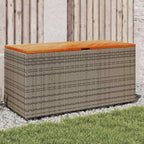 Gartentruhe Grau 110x50x54 cm Poly Rattan Akazienholz