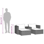 5tlg. Garten-Sofagarnitur mit Kissen Schwarz Poly Rattan Akazie