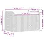 Sitzbank mit Stauraum & Kissen Schwarz 80x51x52 cm Poly Rattan