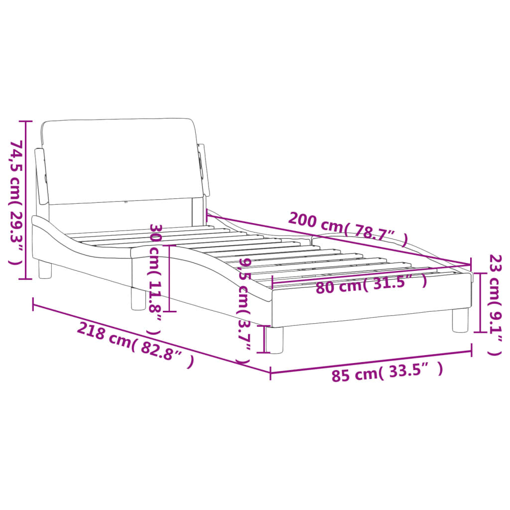 Bettgestell ohne Matratze Hellgrau 80x200 cm Samt