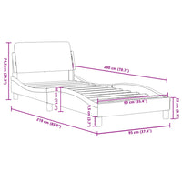 Bettgestell mit Kopfteil ohne Matratze Schwarz 90x200 cm Stoff