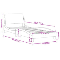 Bettgestell mit Kopfteil ohne Matratze Creme 90x200 cm Stoff