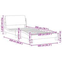 Bettgestell ohne Matratze Creme 100x200 cm Stoff