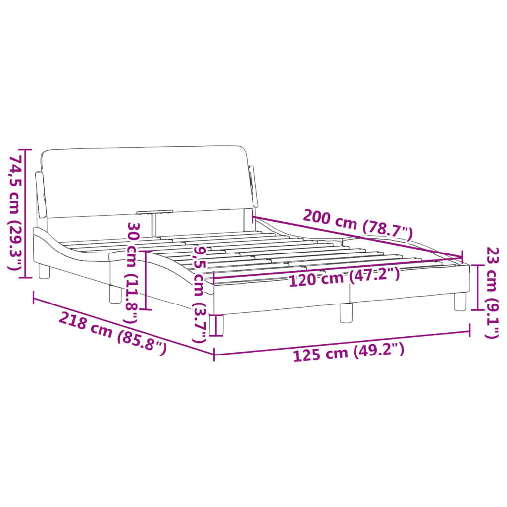 Bettgestell ohne Matratze Dunkelgrau 120x200 cm Stoff