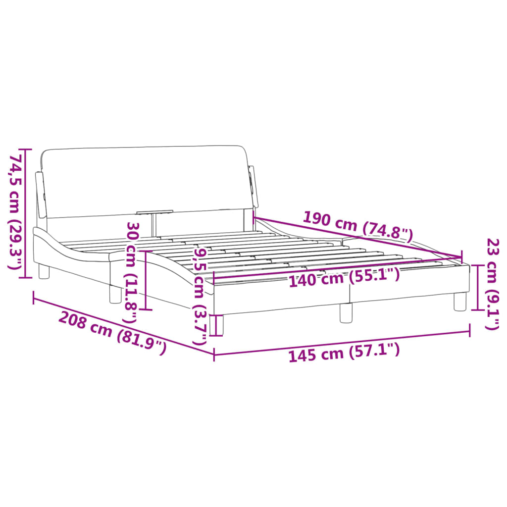 Bettgestell ohne Matratze Schwarz 140x190 cm Stoff