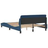 Bettgestell mit Kopfteil ohne Matratze Blau 140x190 cm Stoff