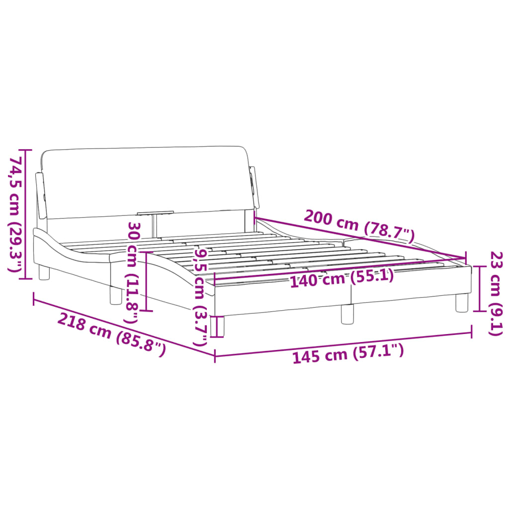 Bettgestell ohne Matratze Hellgrau 140x200 cm Stoff