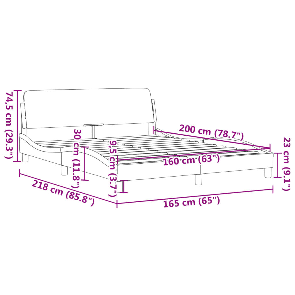 Bettgestell ohne Matratze Hellgrau 160x200 cm Stoff