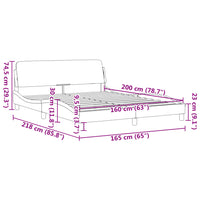 Bettgestell mit Kopfteil ohne Matratze Blau 160x200 cm Stoff