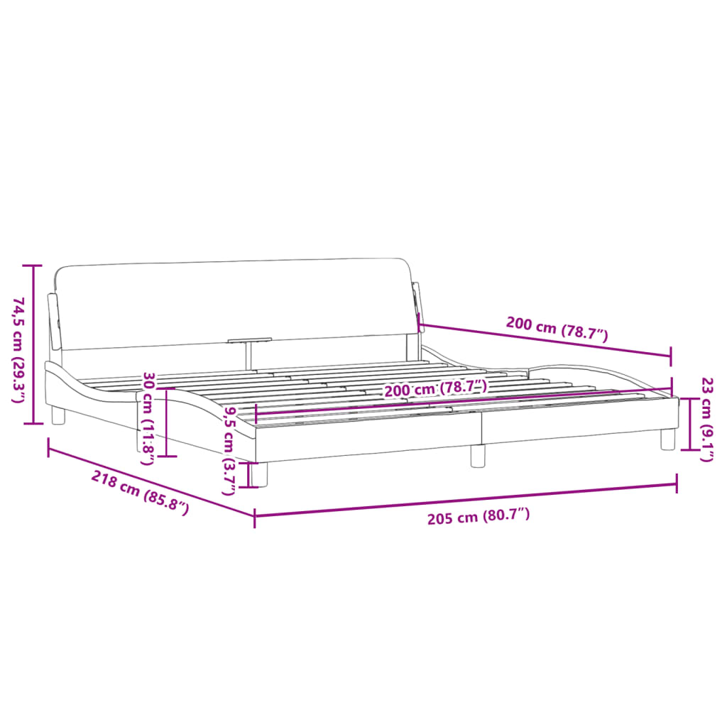 Bettgestell ohne Matratze Hellgrau 200x200 cm Stoff