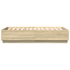 Bettgestell mit LED Sonoma-Eiche 150x200 cm Holzwerkstoff