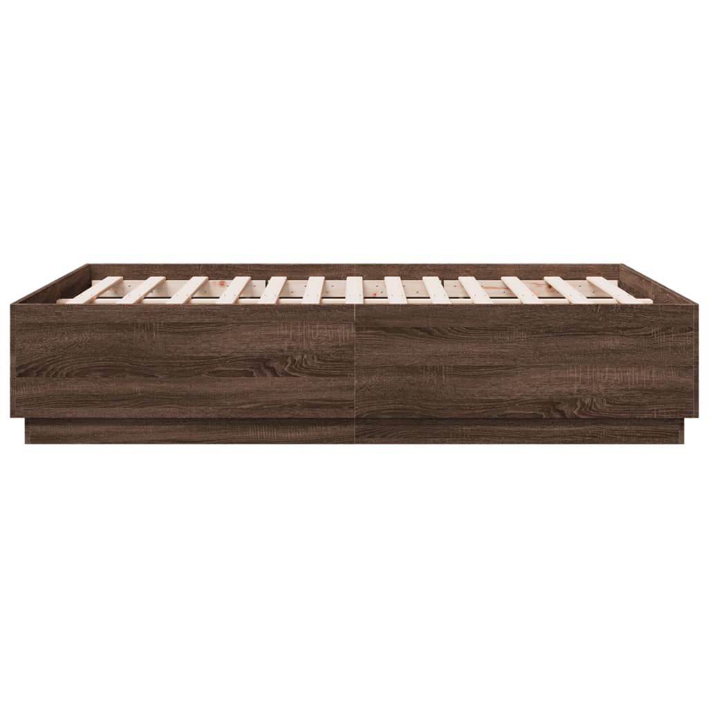 Bettgestell mit LED Braun Eichen-Optik 140x190 cm Holzwerkstoff