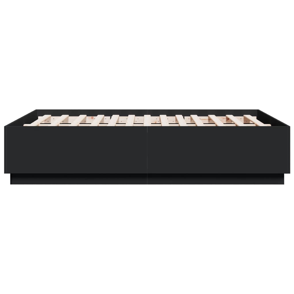 Bettgestell mit LED Schwarz 120x190 cm Holzwerkstoff