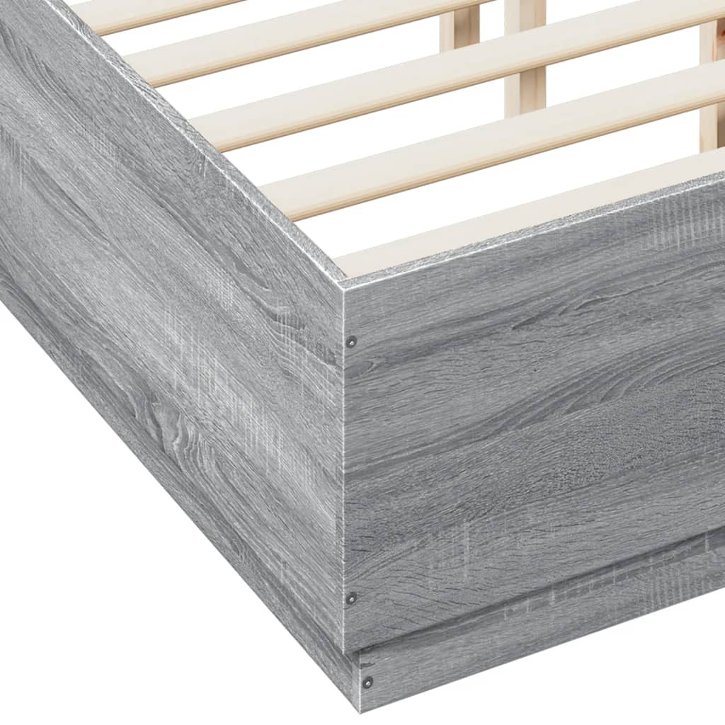 Bettgestell mit LED Grau Sonoma 120x190 cm Holzwerkstoff
