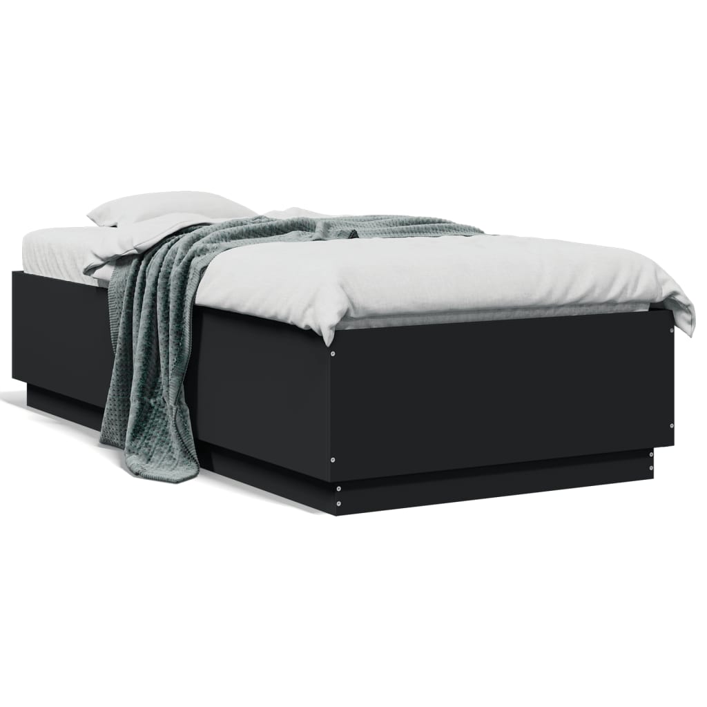 Bettgestell mit LED Schwarz 90x190 cm Holzwerkstoff