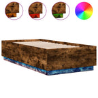 Bettgestell mit LED Räuchereiche 75x190 cm Holzwerkstoff