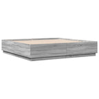 Bettgestell Grau Sonoma 200x200 cm Holzwerkstoff