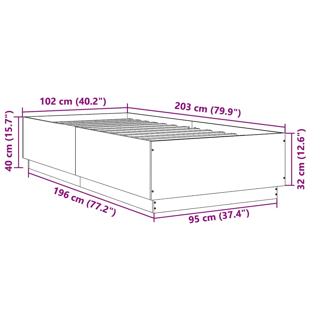 Bettgestell Braun Eichen-Optik 100x200 cm Holzwerkstoff