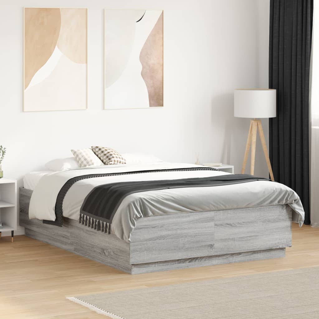Bettgestell Grau Sonoma 135x190 cm Holzwerkstoff