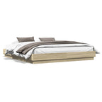 Bettgestell mit LED Sonoma-Eiche 200x200 cm