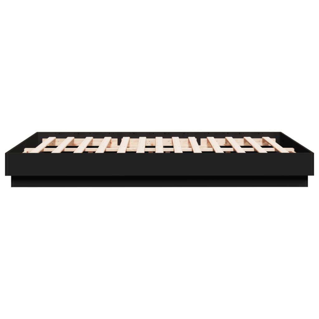Bettgestell mit LED ohne Matratze Schwarz 150x200 cm