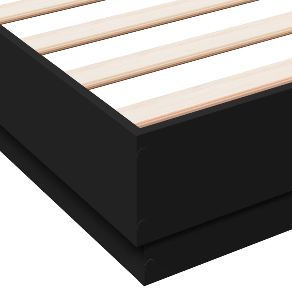 Bettgestell mit LED ohne Matratze Schwarz 150x200 cm