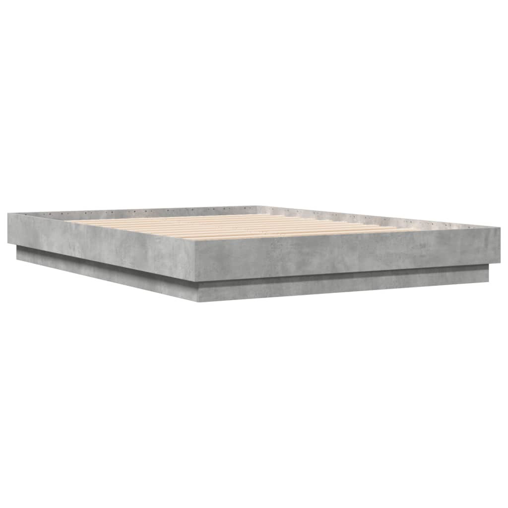 Bettgestell mit LED Betongrau 150x200 cm