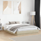 Bettgestell mit LED Sonoma-Eiche 140x200 cm