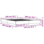 Bettgestell Grau Sonoma 140x200 cm Holzwerkstoff