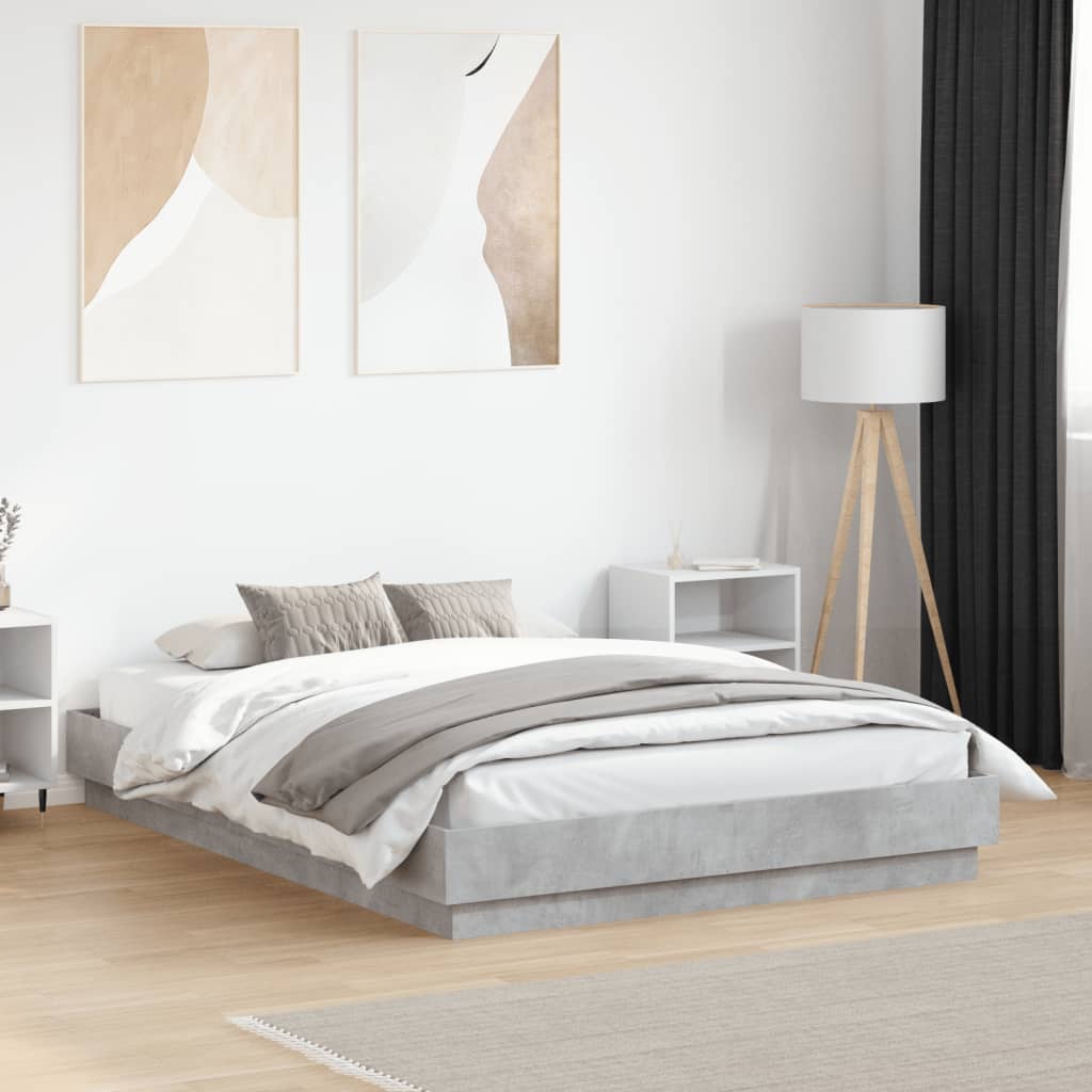 Bettgestell Betongrau 135x190 cm Holzwerkstoff