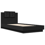 Bettgestell mit Kopfteil Schwarz 90x200 cm Holzwerkstoff