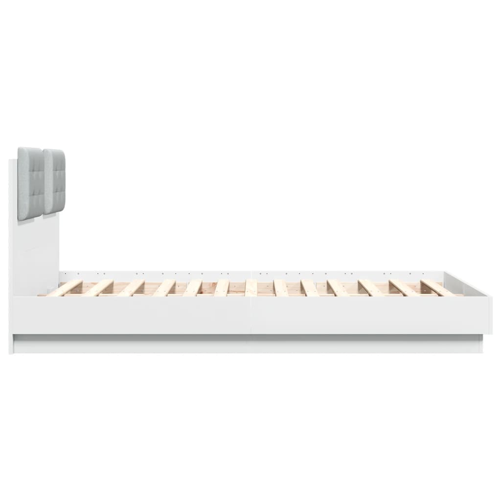 Bettgestell mit Kopfteil Weiß 135 x 190 cm Holzwerkstoff