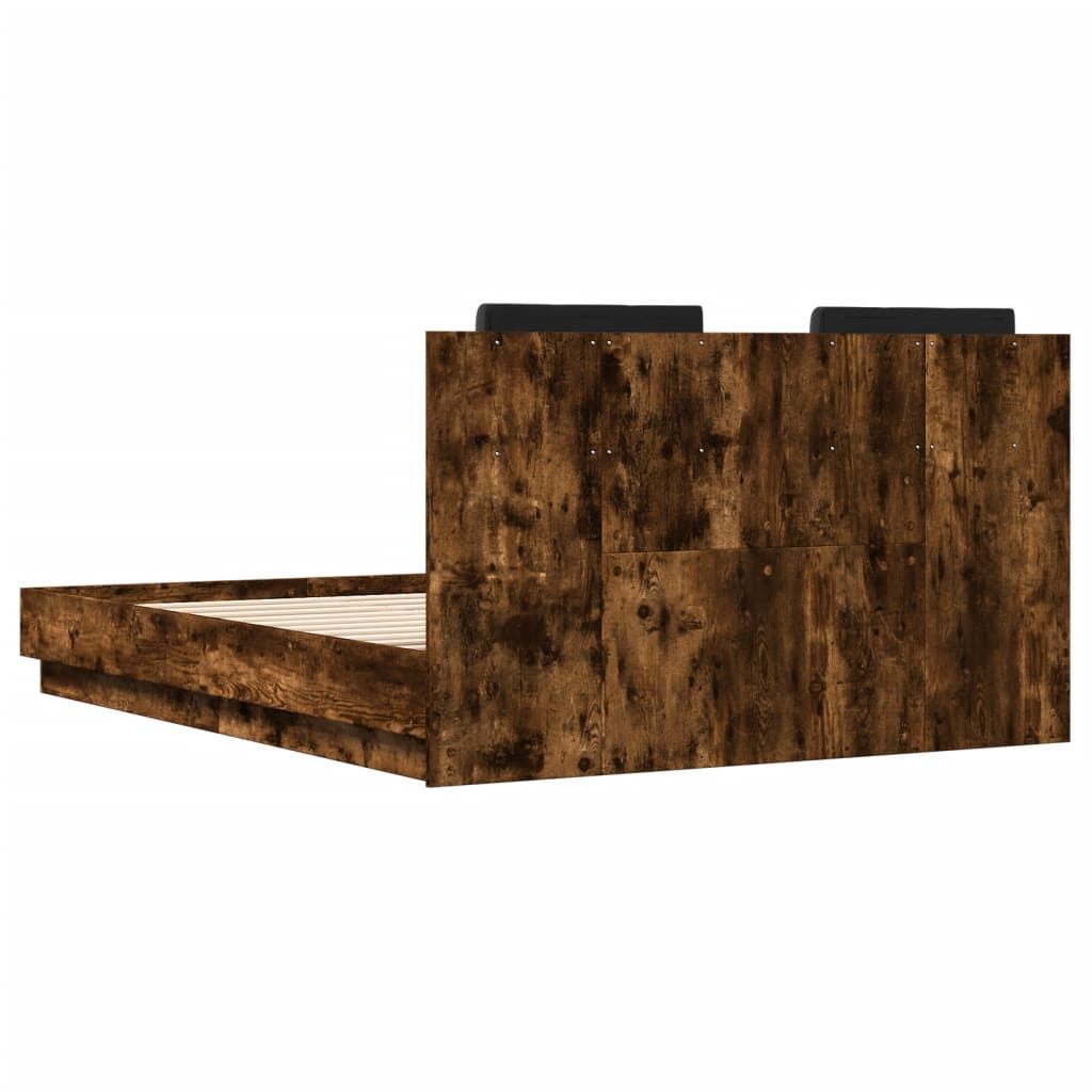 Bettgestell mit Kopfteil Räuchereiche 120x190 cm Holzwerkstoff