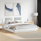 Bettgestell mit Kopfteil und LED-Leuchten Weiß 200x200 cm