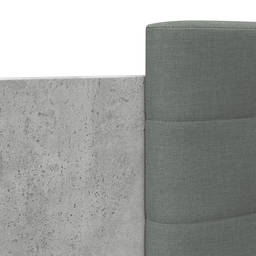 Bettgestell mit Kopfteil und LED-Leuchten Betongrau 200x200 cm