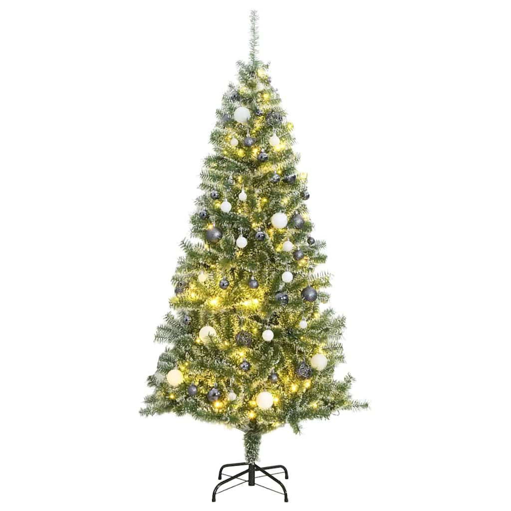 Künstlicher Weihnachtsbaum 300 LEDs & Kugeln Beschneit 240 cm