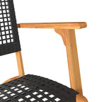3-tlg. Bistro-Set Schwarz Poly Rattan und Massivholz Akazie