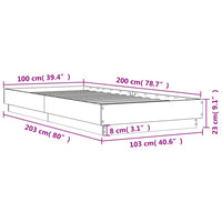 Bettgestell ohne Matratze Räuchereiche 100x200 cm Holzwerkstoff