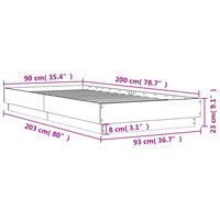 Bettgestell ohne Matratze Räuchereiche 90x200 cm Holzwerkstoff