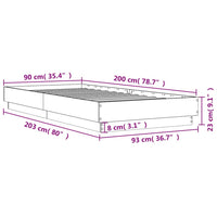 Bettgestell Grau Sonoma 90x200 cm Holzwerkstoff