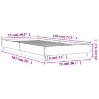 Bettgestell ohne Matratze Räuchereiche 75x190 cm Holzwerkstoff