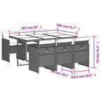 7-tlg. Garten-Essgruppe mit Kissen Beigemischung Poly Rattan