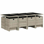 13-tlg. Garten-Essgruppe mit Kissen Hellgrau Poly Rattan